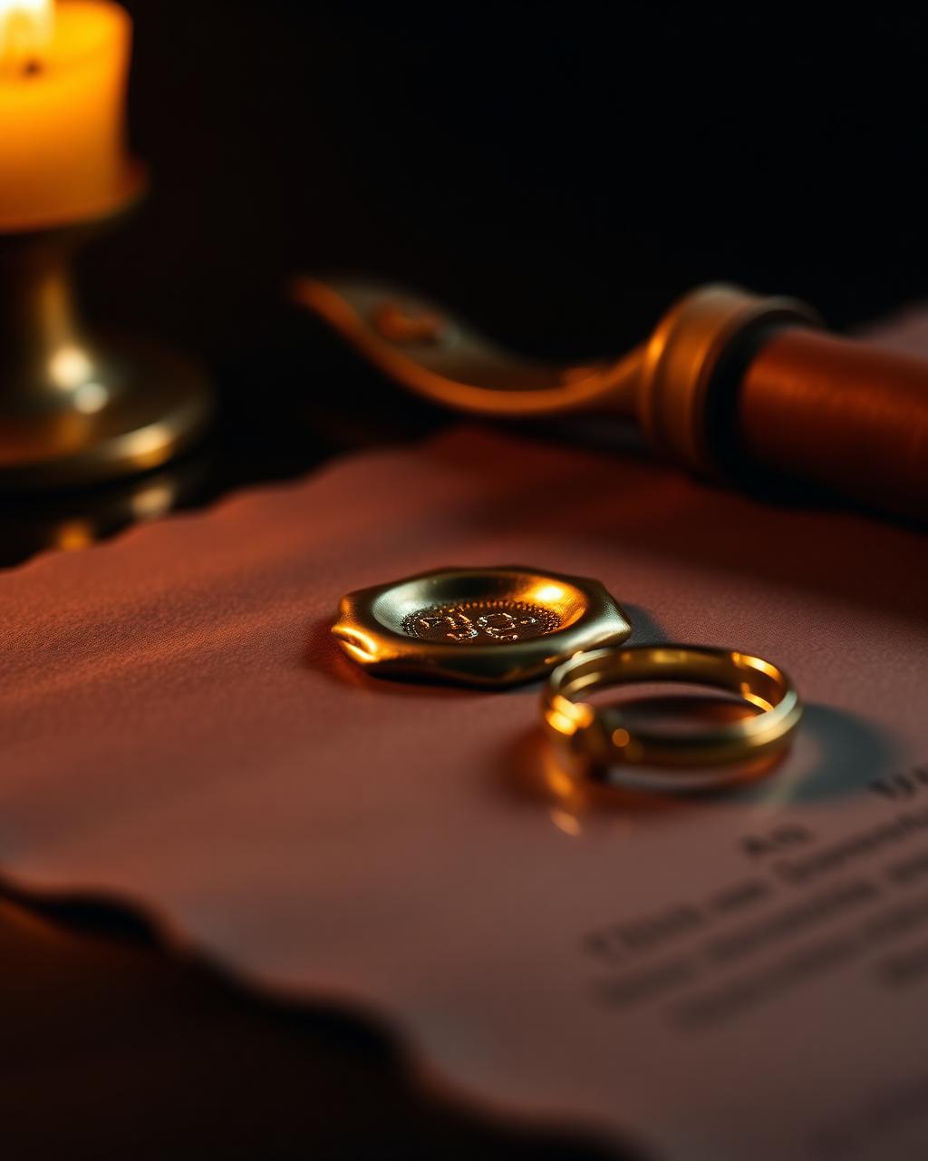 Gold wax seal on a legal document